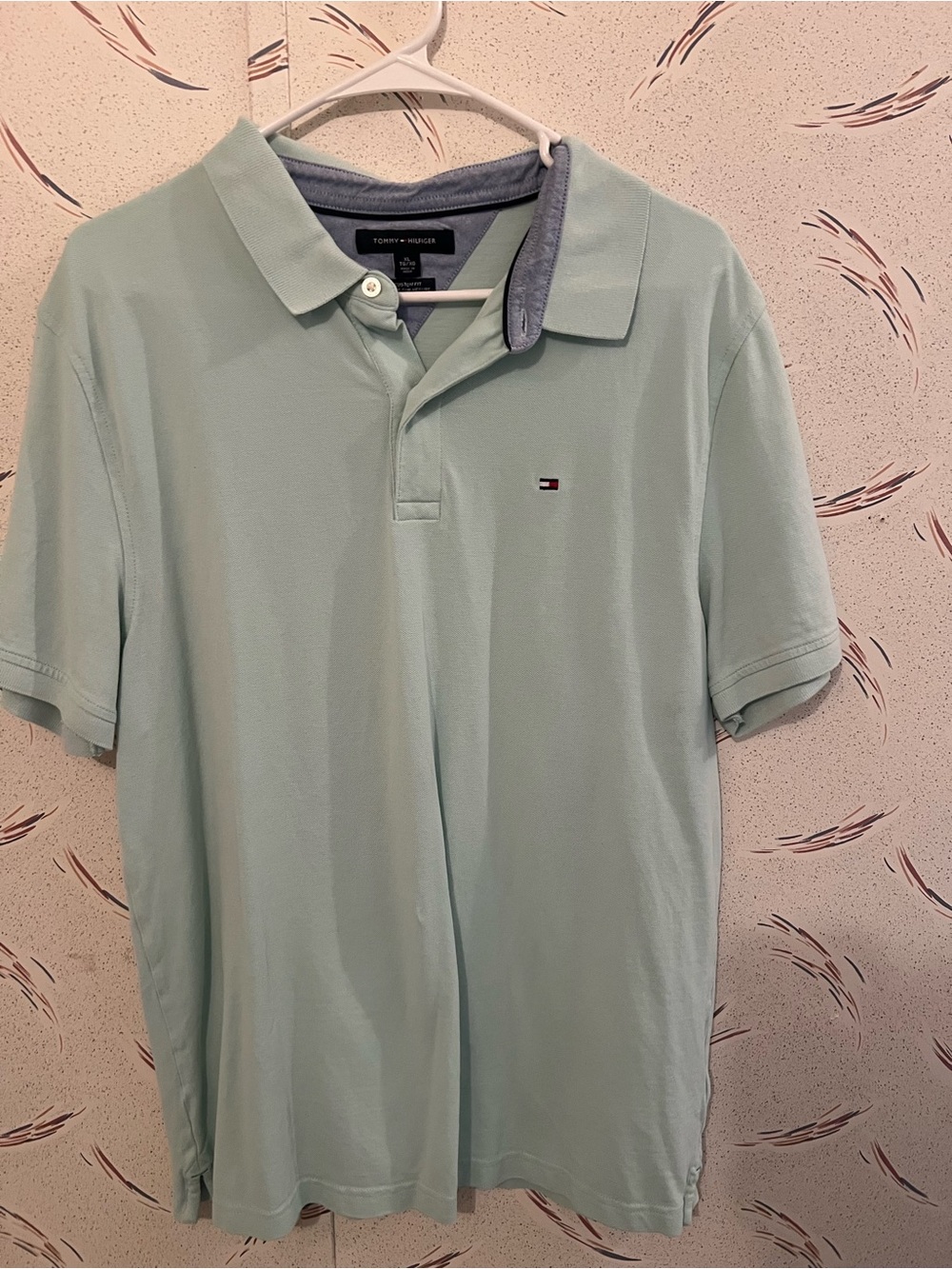 Tommy Hilfiger Men's Mint Green Polo with Contrast Collar